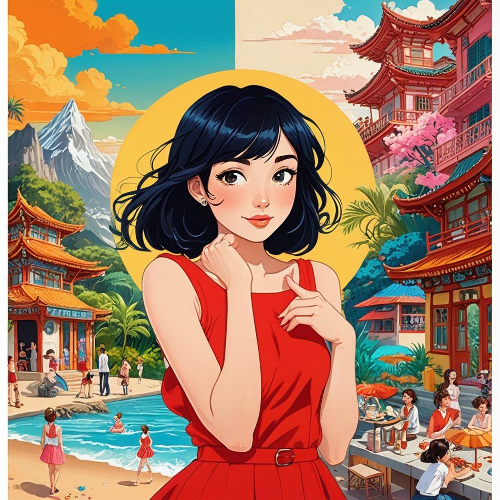 A captivating collage showcasing various ecchi art styles, blending playful and seductive elements with vibrant, dynamic characters in animated form. Include scenes that depict exciting adventure and humor, with an eye-catching color palette. Highlight the transition from classic risqué styles to modern revolutionary designs, creating an energetic atmosphere. anime-inspired, vibrant colors, dynamic composition.